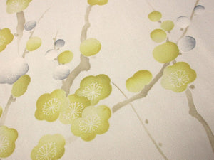 ACH#662 Silk Kimono Fabric Rinzu Plum blossom Branch 61.0x13.4in(155x34cm)
