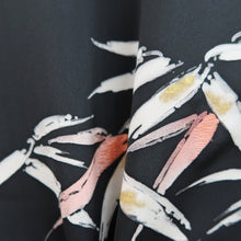 Load image into Gallery viewer, Haori Jacket Vintage(1950-1980) Black Bamboo leaf Silk #9268E5
