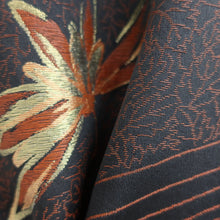 Load image into Gallery viewer, Haori Jacket Vintage(1950-1980) Black Chrysanthemum Leaves Silk #9167D5
