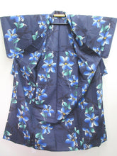 Load image into Gallery viewer, Yukata Bluish Slate Black Dragonfly Tall Cotton #8167B2
