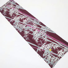 Load image into Gallery viewer, KK1006B1 Silk Kimono Fabric Vintage(1920-1950) Bamboo Wine red 56.3x13.0in(143x33cm)
