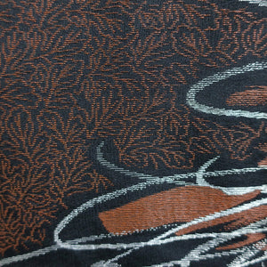 Haori Jacket Vintage(1950-1980) Black Gold Silver Chrysanthemum Silk #8943C1