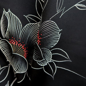 Haori Jacket Vintage(1950-1980) Black Azalea Silk #9500H1