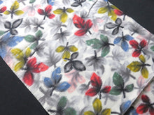 Load image into Gallery viewer, BCF#2499 Silk Kimono Fabric Vintage(1920-1950)  Meisen  Leaf   White  Black   100cm (39.4in)
