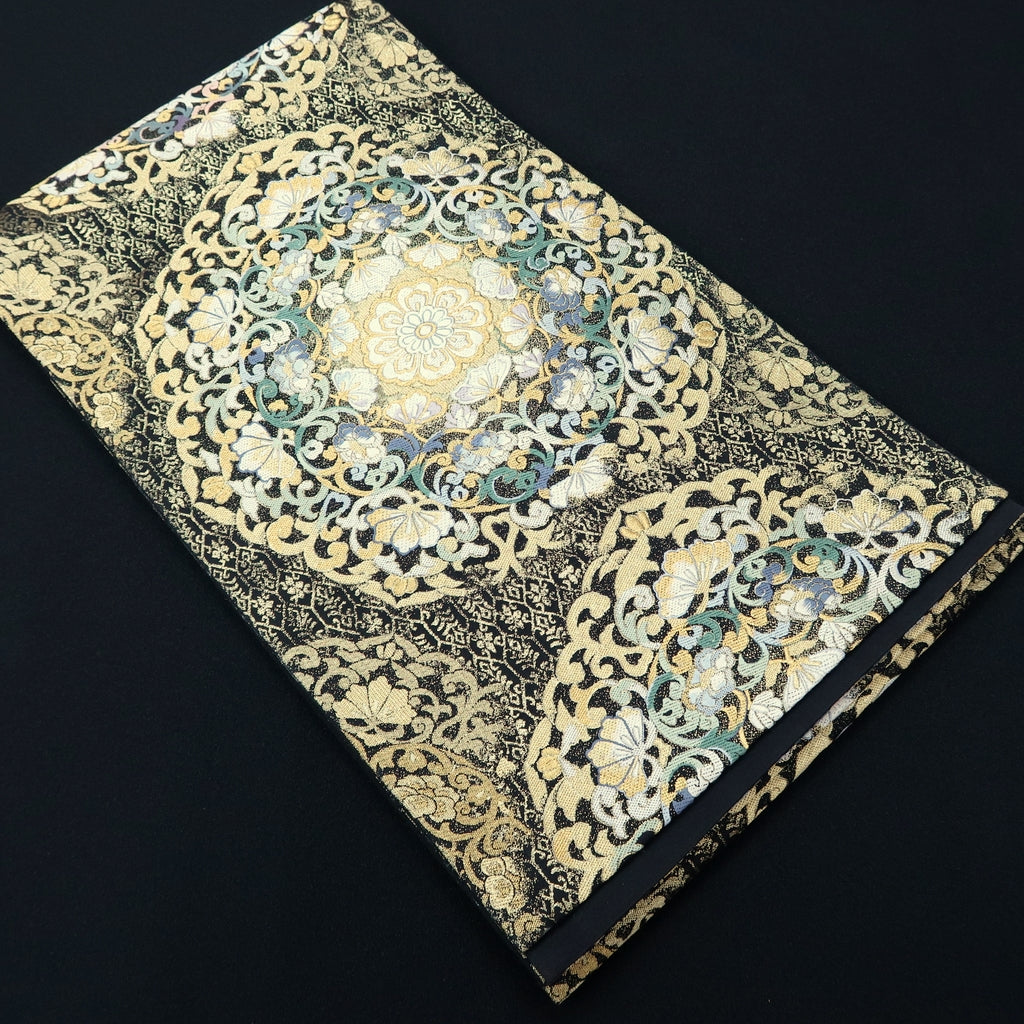 Fukuro Obi Black Gold Flower Silk BB206V2
