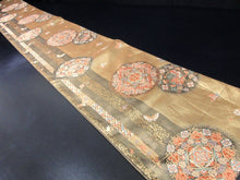 Load image into Gallery viewer, Fukuro Obi Gold Butterfly Silk BB128W8
