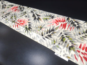 MBFq#4D Silk Kimono Fabric Vintage(1920-1950) Meisen Leaf Off whilte 57.1x13.4in(145x34cm)