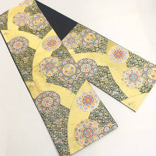 Load image into Gallery viewer, Fukuro Obi Vintage(1950-1980) Black Gold Flower Silk BB171V1
