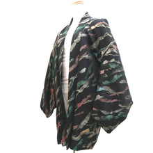 Load image into Gallery viewer, Haori Jacket Vintage(1950-1980) Black Gold Green Abstract art Silk #9530H2
