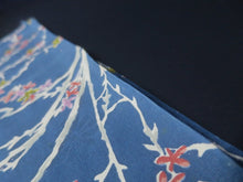 Load image into Gallery viewer, MKF#210 Silk Kimono Fabric Vintage(1950-1980) Branch Blue 40.6x12.6in(103x32cm)
