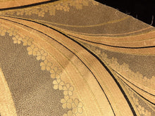 Load image into Gallery viewer, BB8262AB Silk Obi Fabric Vintage(1950-1980) Flower Gold Black 66.1x11.8in(168x30cm)
