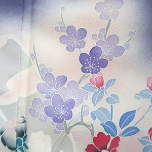 Kimono Purple Plum blossom Camellia Tall Silk #9345F4