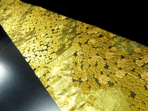 Fukuro Obi Gold Flower Butterfly Silk BB15W1