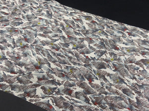 FF2494B Silk Kimono Fabric Vintage(1950-1980) Abstract Art Gray 53.1x11.8in(135x30cm)