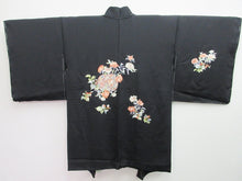 Load image into Gallery viewer, Haori Jacket Vintage(1950-1980) Black Fully Embroidered Flower Silk #7949M3
