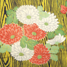 Load image into Gallery viewer, KK1207B5 Silk Kimono Fabric Vintage(1920-1950) Peony Ume Camellia Yellow Black 50.0x12.2in(127x31cm)
