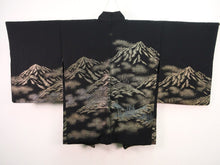 Load image into Gallery viewer, Haori Jacket Vintage(1950-1980) Black Gold Gorgeous Glinting Mountain #119
