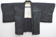 Load image into Gallery viewer, Haori Jacket Vintage(1950-1980) Black Silver Flower Silk #8590G3
