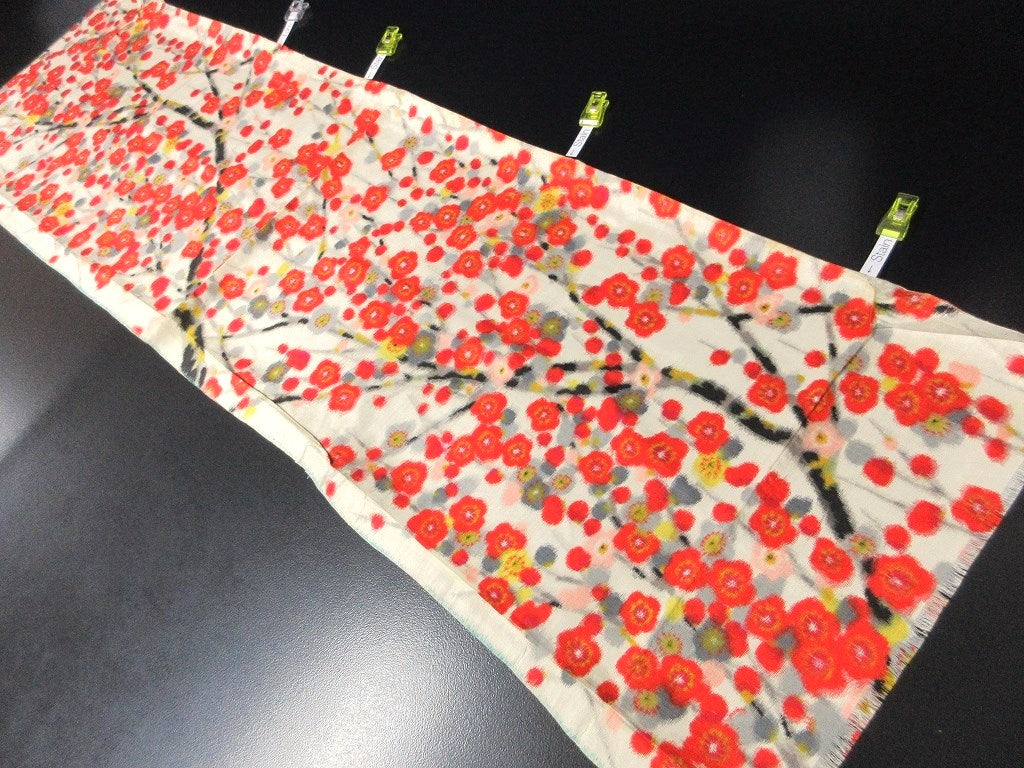 ACH#793 Silk Kimono Fabric Vintage Meisen Branch 45.3x12.6in(115x32cm)