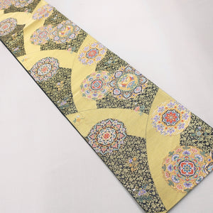 Fukuro Obi Vintage(1950-1980) Black Gold Flower Silk BB171V1