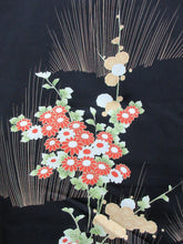 Load image into Gallery viewer, Haori Jacket Vintage(1950-1980) Black Flower Silk mix #7721K1
