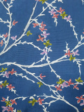 Load image into Gallery viewer, MKF#210 Silk Kimono Fabric Vintage(1950-1980) Branch Blue 40.6x12.6in(103x32cm)
