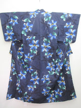 Load image into Gallery viewer, Yukata Bluish Slate Black Dragonfly Tall Cotton #8167B2
