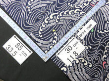 Load image into Gallery viewer, BCF#2500 Cotton Kimono Fabric Vintage(1950-1980)  Wave    Indigo Blue    85cm (33.5in)

