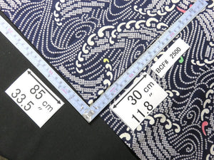 BCF#2500 Cotton Kimono Fabric Vintage(1950-1980)  Wave    Indigo Blue    85cm (33.5in)