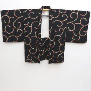 Haori Jacket Vintage(1950-1980) Black Karakusa Shibori Silk #9501H1