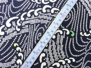 BCF#2500 Cotton Kimono Fabric Vintage(1950-1980)  Wave    Indigo Blue    85cm (33.5in)