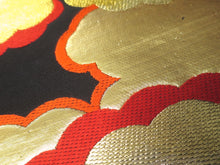 Load image into Gallery viewer, Fukuro Obi Black Gold Red Cloud Silk BB2W1
