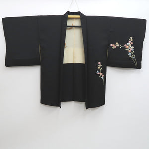 Haori Jacket Vintage(1950-1980) Black Chrysanthemum Silk #9269E5