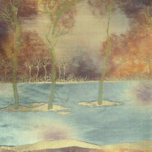 Load image into Gallery viewer, Fukuro Obi Vintage(1950-1980) Gold Brown Kareki Withered tree Landscape Silk BB249V4
