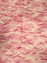 Load image into Gallery viewer, MKF#3 Silk Kimono Fabric Vintage(1950-1980) Wave Cream white Pink 55.9x12.6in(142x32cm)
