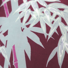 Load image into Gallery viewer, KK1006B1 Silk Kimono Fabric Vintage(1920-1950) Bamboo Wine red 56.3x13.0in(143x33cm)
