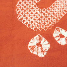 Load image into Gallery viewer, KK1166B4 Silk Kimono Fabric Vintage(1920-1950) Shibori Karakusa Vermillion 55.1x11.8in(140x30cm)
