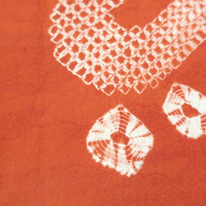 KK1166B4 Silk Kimono Fabric Vintage(1920-1950) Shibori Karakusa Vermillion 55.1x11.8in(140x30cm)