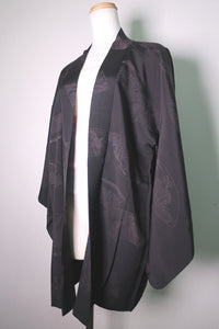 Haori Jacket Vintage(1950-1980) Black Heian Princess Silk #8683J1
