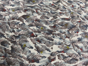 FF2494B Silk Kimono Fabric Vintage(1950-1980) Abstract Art Gray 53.1x11.8in(135x30cm)