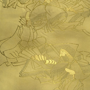 Fukuro Obi Vintage(1950-1980) Gold Yellow Heian Princess Silk BB221V3