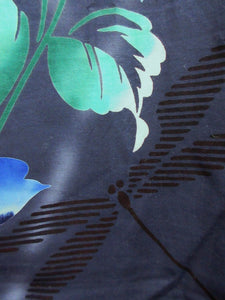 Yukata Bluish Slate Black Dragonfly Tall Cotton #8167B2