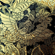 Load image into Gallery viewer, Fukuro Obi Black Gold Birds Flower Silk BB236V4
