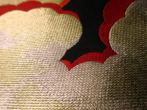 Fukuro Obi Black Gold Red Cloud Silk BB2W1