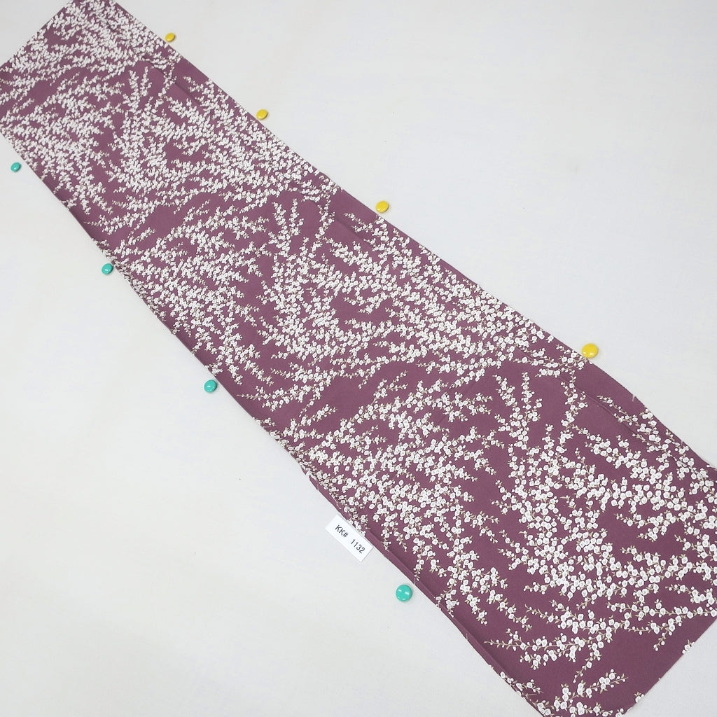 KK1132B3 Silk Kimono Fabric Flower Purple 63.0x13.0in(160x33cm)