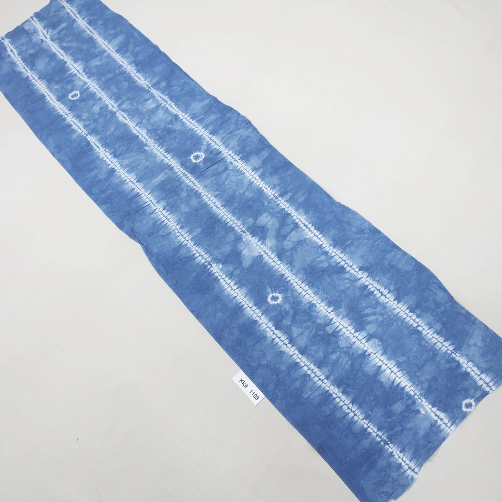 KK1108B3 Cotton Kimono Fabric Vintage(1950-1980) Tesuji Shibori Light Blue 57.9x13.8in(147x35cm)