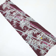 Load image into Gallery viewer, KK1007B1 Silk Kimono Fabric Vintage(1920-1950) Bamboo Wine red 56.7x13.0in(144x33cm)
