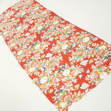Load image into Gallery viewer, KK1320B6 Silk Kimono Fabric Vintage(1920-1950) Peony Ume Red 65.0x27.2in(165x69cm)

