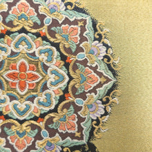 Load image into Gallery viewer, Fukuro Obi Vintage(1950-1980) Black Gold Flower Silk BB171V1
