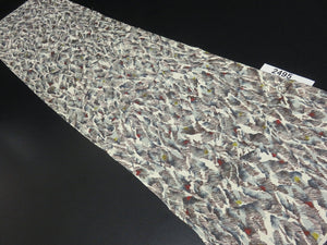 FF2495B Silk Kimono Fabric Vintage(1950-1980) Abstract Art Gray 41.3x11.8in(105x30cm)